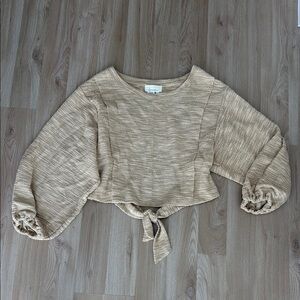 Women's Tan Blouse with Tie Back